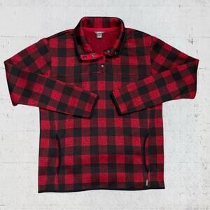 Eddie Bauer Women’s Buffalo Plaid Pullover Sweater Jacket Size Medium Cabincore